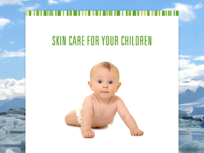 Skin care for your children baby background clean green minimal white