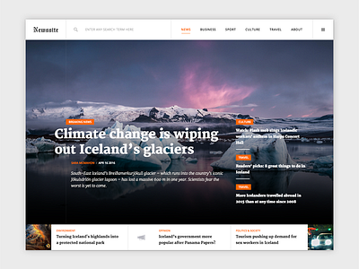 Compact news site concept article clean features minimal news search sports typography ui