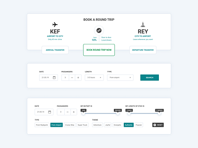 Snæland Travel Booking UI Components booking clean inputs simple slider tours travel ui widget