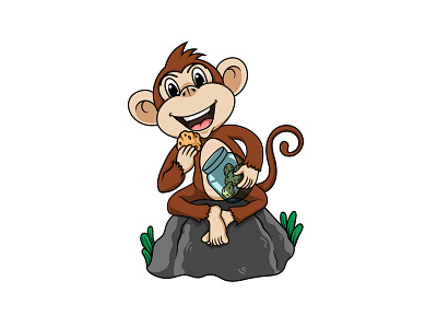 Monkey cartoon character branding cartoon character cute cute design design doodleart graphic design illustration logo monkey motion graphics ui ux vector