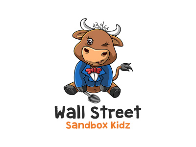 Cool cow cartoon character logo