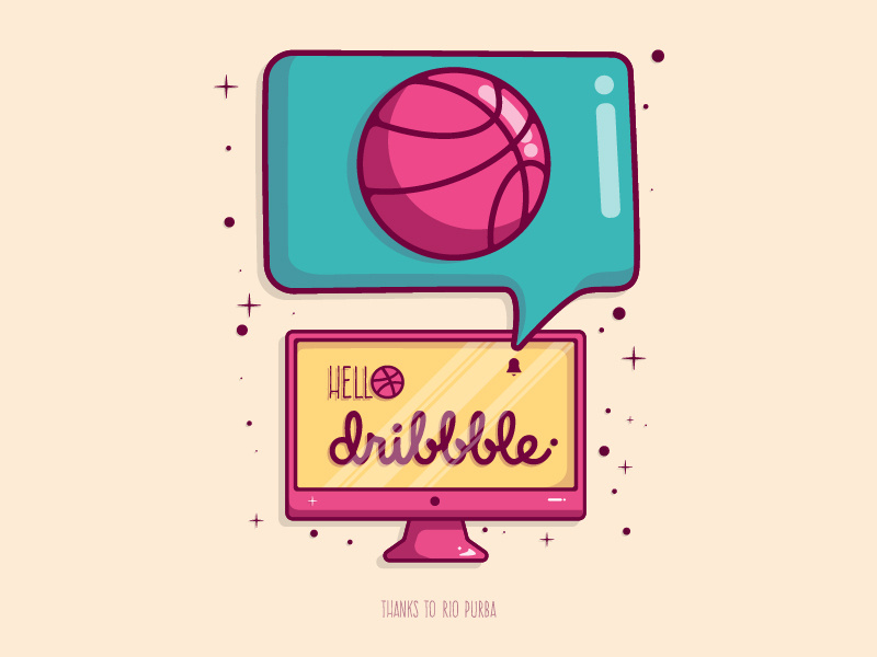 Hello Dribbble! flatvector texture ux ui cute design color doodle art flat vector doodleart doodle minimal animation vector flat branding design logo illustration