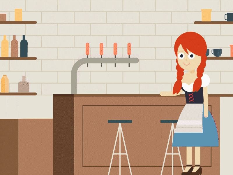 Bar 2d 2d animation animation bar beer character oktoberfest waitress
