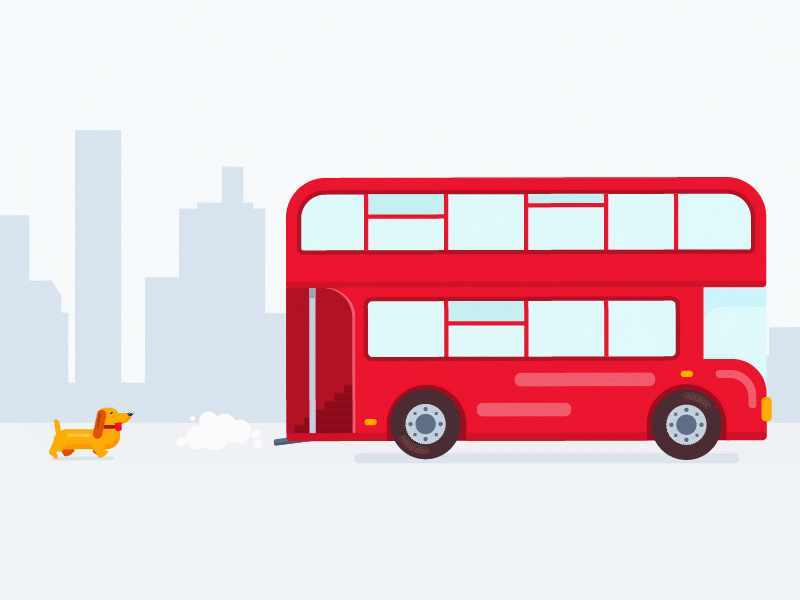 British bus 2d 2d animation animation britain bus dog uk