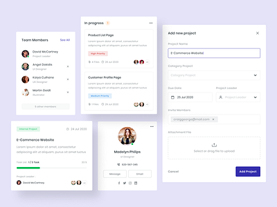 Project Management Card app card card design cards ui clean component components dashboard project management ui uidesign user interface ux website