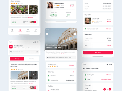 Local Guide Booking App app app design booking booking app clean concept design guide mobile mobile app tour guide tourist ui uiux