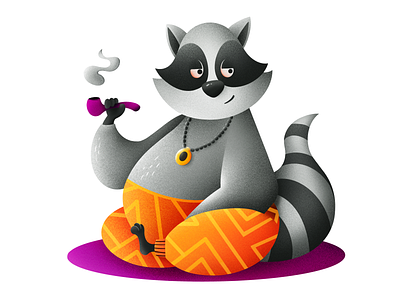 Chilled out raccoon animal character chill design illustration pipe procreate raccoon relax smoking