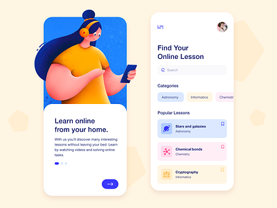 Online Learning App app application design character clean colors design illustration ios learn mobile modern procreate school ui ux