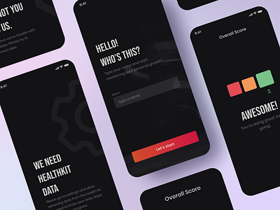 Dark mode fitness app app dark mode design fitness gradient healthkit interface login minimal mobile poc typography ui ux