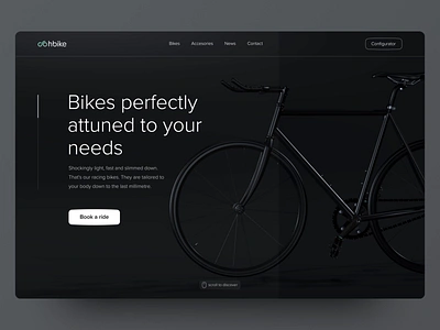 hbike landing page 3d animation bicycle bike branding dark mode landing logo motion design ui website