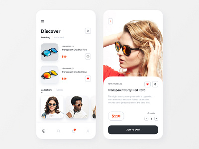 Sunglass Shop App app concept design interface mobile sunglasses typography uiux
