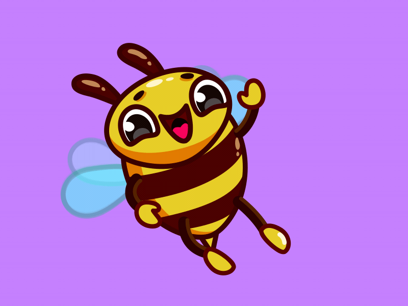 Happy bee ae animals art bee bug cartoon design emotions gif illustrator stickers vector