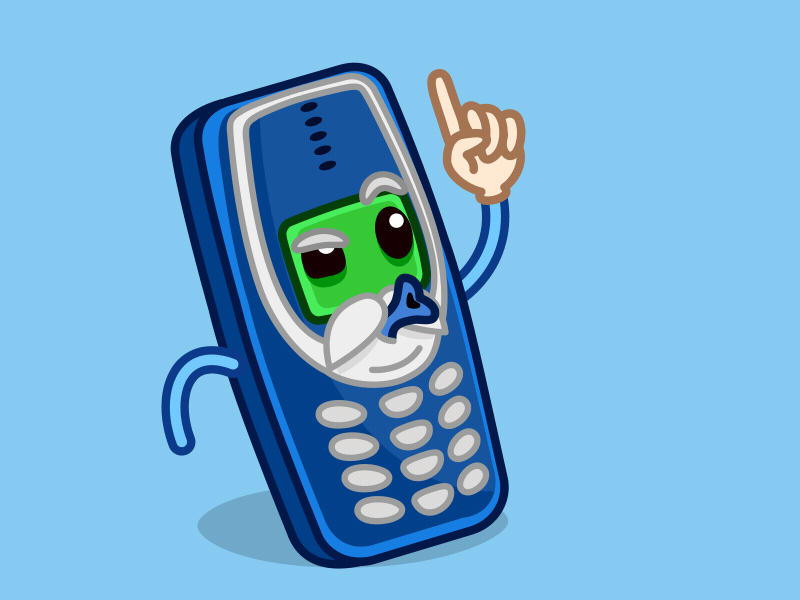 Old Phone 2d ae animation art blue cartoon design flat gif illustraion nokia phone stickers vector