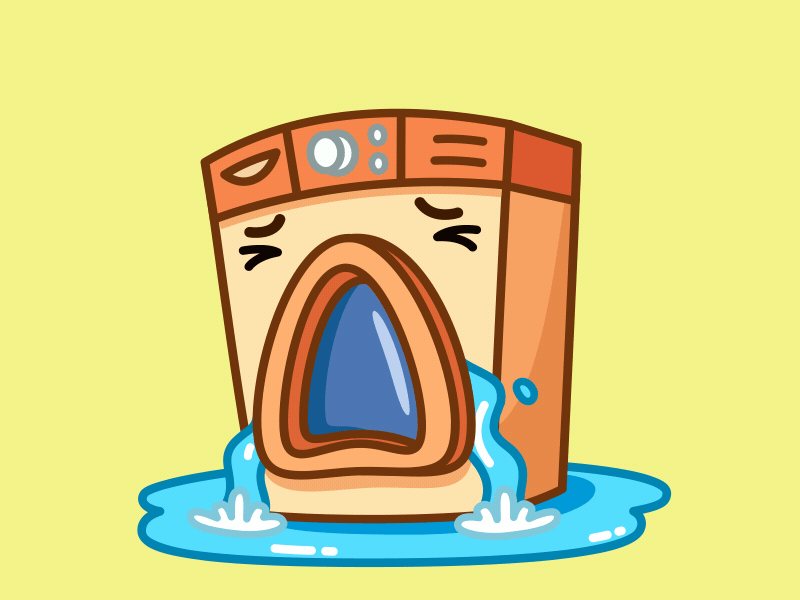 The sadness of the Washing machine 2d ae animation appliance art cartoon cry design gif illustration stickers vector washing machine water