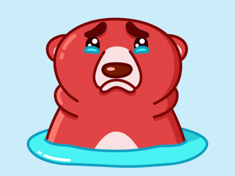 Crying Bear 2d ae animals animation bear cartoon crying design gif illustration red stickers tear telegram vector