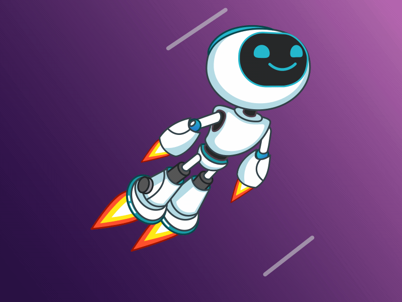 Flying Robot 2d cartoon design flight gif illustration robot space stars stickers vector