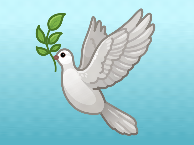 The Dove of Peace 2d animation bird cartoon design dove emoji gif illustration motion graphics olive peace pigeon stickers ukraine vector war world
