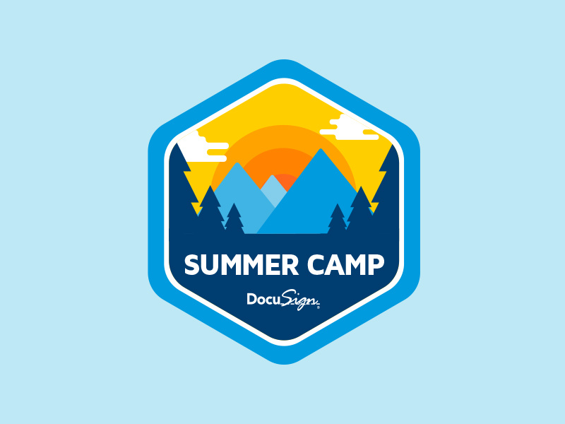 DocuSign Summer Camp Badge forest badge mountains camping docusign