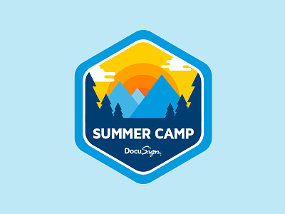 DocuSign Summer Camp Badge badge camping docusign forest mountains