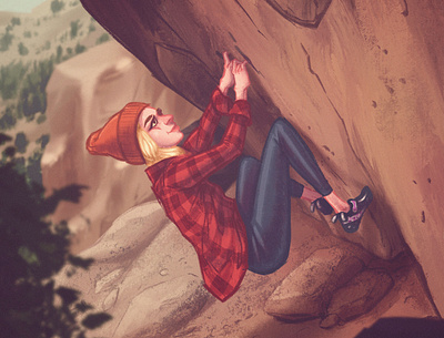 The free spirit bouldering character design climbing editorial editorial illustration illustration nature