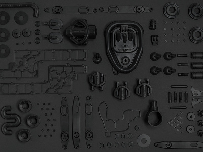 Rubber Components black on black components industry photography product displaying rubber