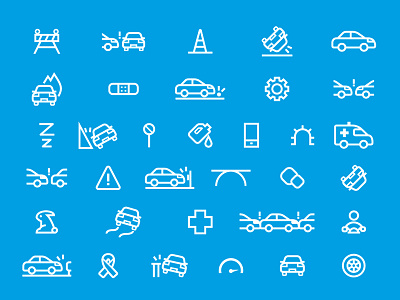 Road Icons accidents automotive brochure cars graphic iconography icons informative injuries road warning