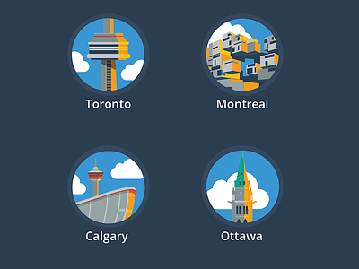 Flat Canadian Cities calgary circular flat montreal ottawa toronto