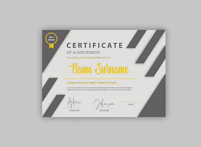 Modern and Simple Certificate award branding certificate design digital illustration modern printing template vector