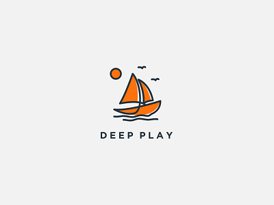 Deep and Ship Logo simple branding design graphic design icon line logo logo design minimalist modern ship vector yacht