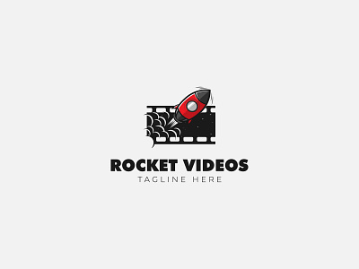 Rocket Video Logo art branding cloud design film flat flat design icon illustration industrial logo logo design media movie production rocket rocket logo simple design vector