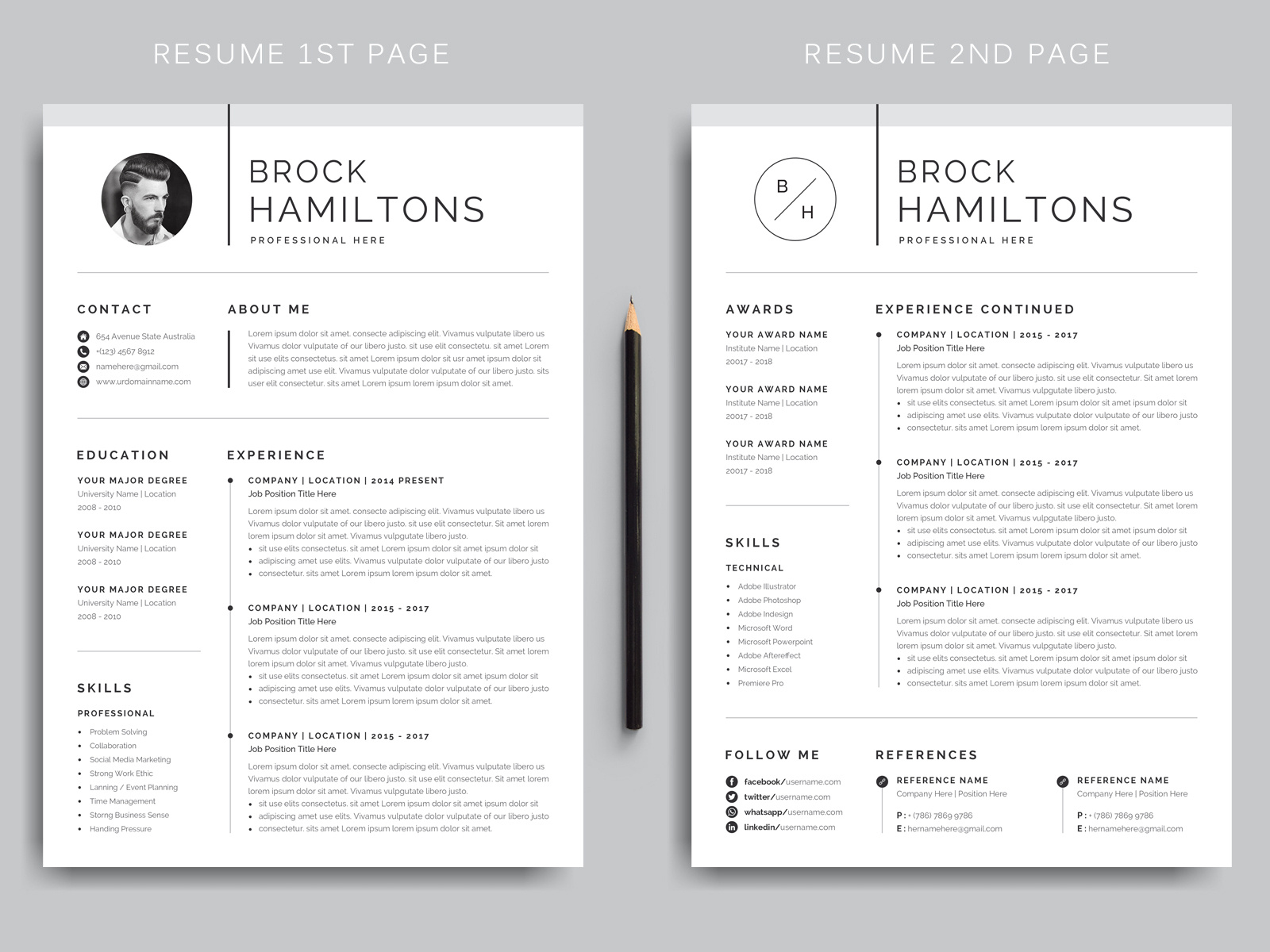 Professional & Clean Brock Resume/Cv Template by Propermedia on Dribbble