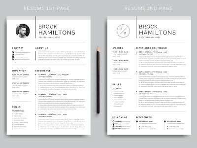 Professional & Clean Brock Resume/Cv Template clean resume creative resume job seekers