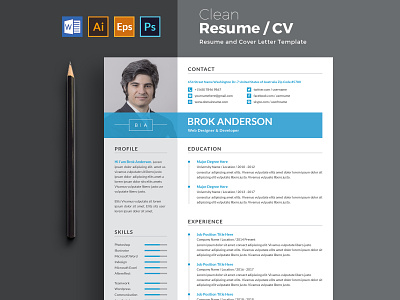 Modern & Professional Job Resume/Cv Template clean resume creative resume job seekers