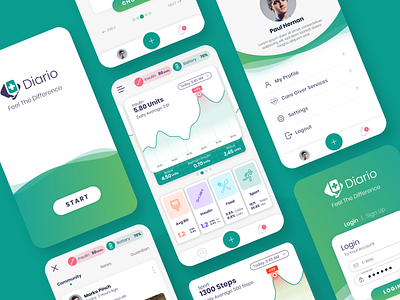 Diario App UI Design - Diabetic People App app app design application diabetes diabetic medical medical app medicine ui user experience user inteface ux