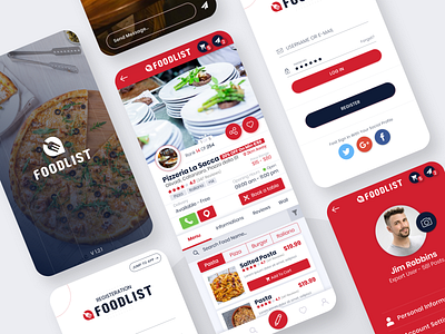 Foodlist App UI / Part 1 app app design food food app login reservation restaurant restaurant app splash ui ui design ux