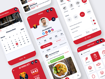 Foodlist App UI / Part 3 app app design appdesigner application food food app profile reservation restaurant socialmedia ui ui design ux uxdesign