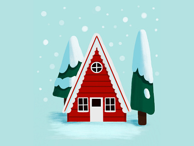 snow art digital art digital illustration digital painting draw hello dribble house house illustration illustration paint sketch snow