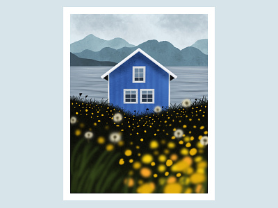 Blue House blue house digital drawing drawing graphic design illustration procreate sketch