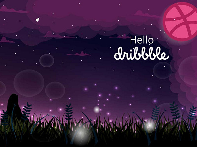 Hello Dribbble branding design flat gradient graphic art graphic design identity illustration ios minimal typography vector website