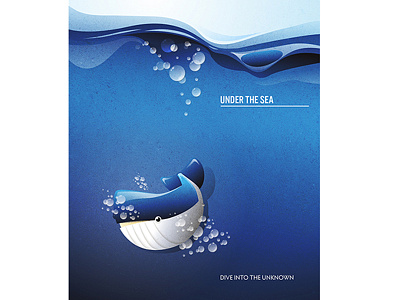 Under the sea adobe illustrator blue design illustration sea wave whale