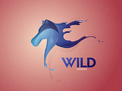 Wild Horses animal blue horses illustrator logo paint wild