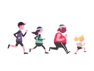 Fun Run character character design characters design illustration people runners vector