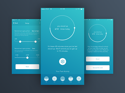 Stand Concept [WIP] app concept fitness get up app health idea ios iphone stand stand up ui uiux