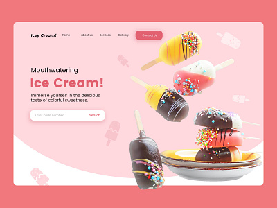 Icey Cream! Landing Page banner ad figma landing page landing page design social media uiux vector web design web page