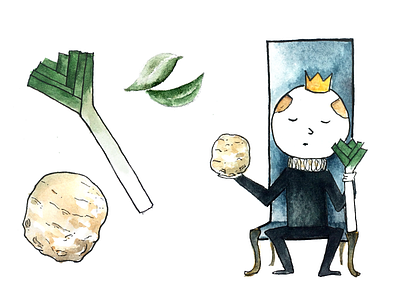King of Celery celery food illustration king leek recipe watercolor watercolour