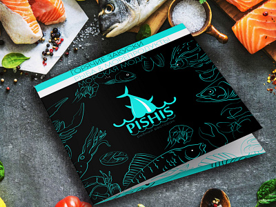 Branding branding fish food graphic design logo design menu pishis print design restaurant ukraine vector graphics
