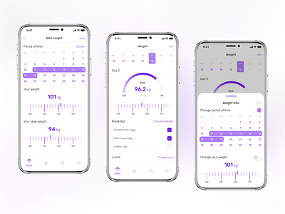 Weight Loss - Mobile App app data design flat interface minimal mobile application mobile ui trend ui ui kit user experience userinterface ux weight loss