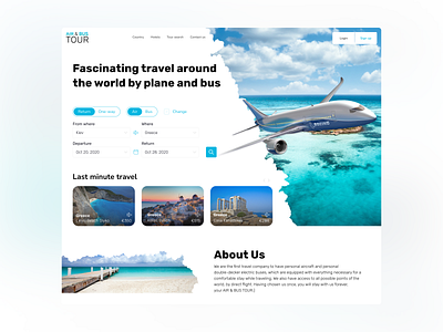 Air&Bus Tour app design flat illustration interface island landing page minimal page plane tourism travel traveling ui design userinterface ux web design