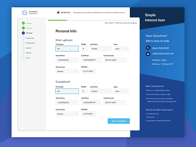 User Information Screen branding clean concept dashboard design figma finance financial interface layout loan mobile navigation screen steps ux