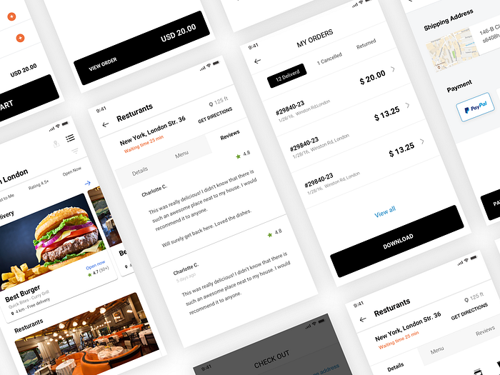 Restaurant/Food app UI kit by Raza Akber on Dribbble